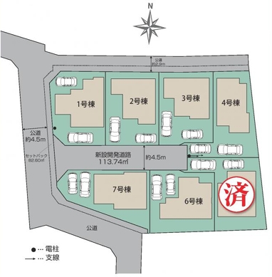 八王子市石川町の新築戸建ての7号棟の区画図の写真
