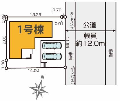 八王子市北野台3丁目の新築戸建ての区画図の写真