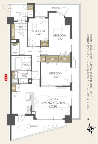八王子市越野の中古マンションの間取図の写真