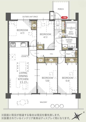 八王子市子安町1丁目の中古マンションの間取図の写真