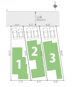 八王子市椚田町の新築戸建ての3号棟の区画図の写真