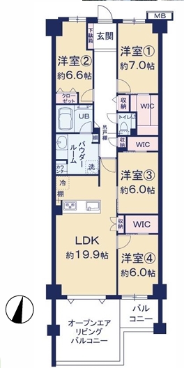 八王子市松が谷の中古マンションの間取図の写真