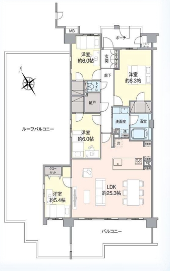 八王子市南大沢1丁目の中古マンションの間取図の写真