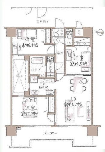 八王子市元横山町2丁目の中古マンションのバルコニーの写真