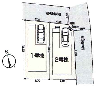 八王子市元横山町3丁目の新築戸建ての1号棟の区画図の写真