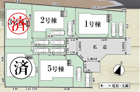 八王子市弐分方町の新築戸建て5号棟の区画図1の写真