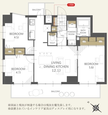 八王子市追分町の中古マンションの間取図の写真