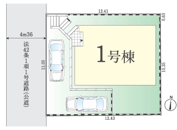 八王子市散田町4丁目の新築戸建ての区画図の写真