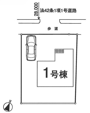 八王子市下柚木2丁目の新築戸建ての区画図の写真