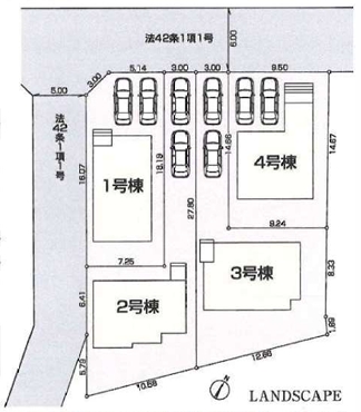 八王子市館町の新築戸建ての1号棟の区画図の写真