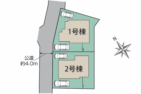 八王子市寺田町の新築戸建ての2号棟の区画図の写真