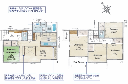 八王子市寺田町の新築戸建ての2号棟の間取図の写真