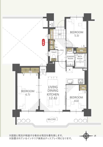 八王子市寺町の中古マンションの間取図の写真