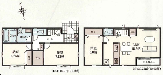 八王子市上野町の新築戸建てのD号棟の間取図の写真