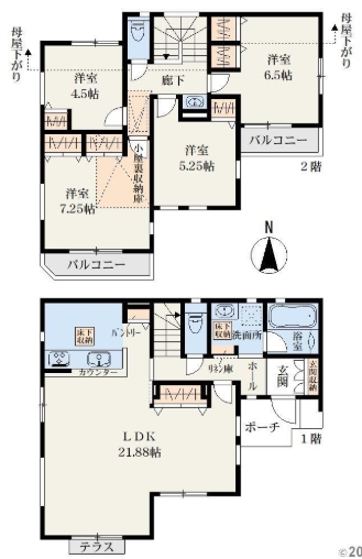 町田市本町田の新築戸建ての間取図の写真