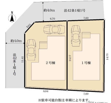町田市玉川学園3丁目の新築戸建ての1号棟の区画図の写真