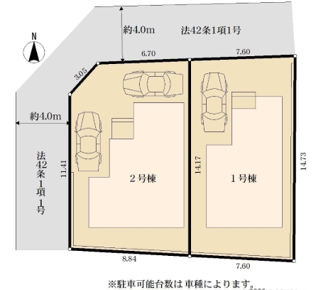 町田市玉川学園3丁目の新築戸建ての2号棟の区画図の写真
