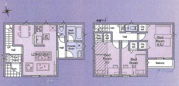 町田市薬師台1丁目の新築戸建ての6号棟の間取図の写真
