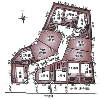 町田市薬師台1丁目の新築戸建ての7号棟の区画図の写真