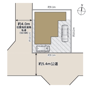 相模原市中央区上矢部4丁目の新築戸建ての区画図の写真