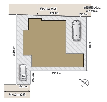 相模原市中央区田名の新築戸建ての区画図の写真