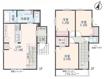 相模原市中央区弥栄2丁目の新築戸建ての間取図の写真