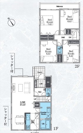 相模原市中央区横山6丁目の新築戸建て1号棟の間取図の写真