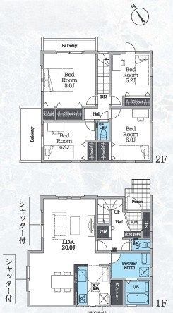 相模原市中央区横山6丁目の新築戸建て2号棟の間取図の写真