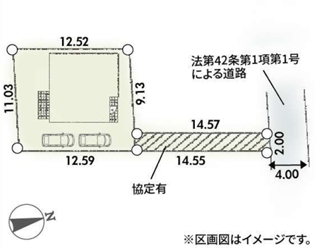 相模原市中央区陽光台3丁目の新築戸建ての区画図の写真