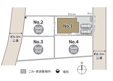 相模原市緑区原宿南2丁目の新築戸建て1号棟の区画図の写真
