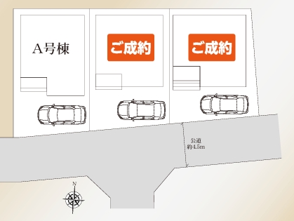 相模原市南区磯部の新築戸建てA号棟の区画図の写真