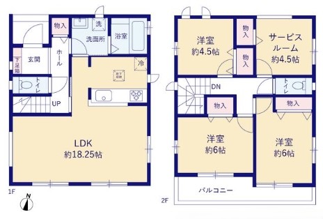 相模原市中央区上溝の新築戸建てB号棟の間取図の写真