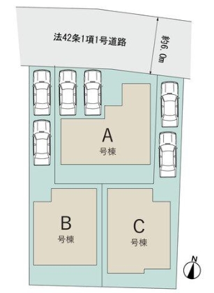 相模原市中央区上溝の新築戸建てC号棟の区画図の写真