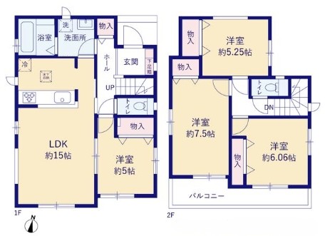 相模原市中央区上溝の新築戸建てC号棟の間取図の写真