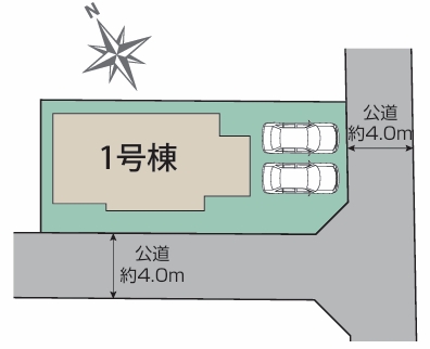 相模原市中央区上矢部5丁目の新築戸建ての区画図の写真