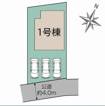相模原市中央区水郷田名1丁目の新築戸建ての区画図の写真