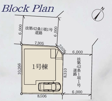 相模原市中央区高根2丁目の新築戸建ての区画図の写真