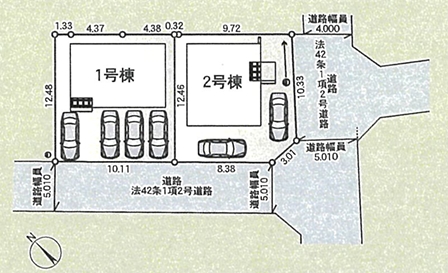 相模原市中央区田名の新築戸建て2号棟の区画図の写真