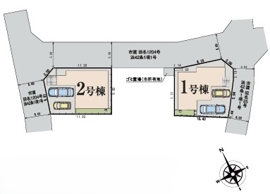 相模原市中央区田名の新築戸建て1号棟の区画図の写真