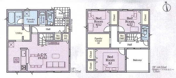 相模原市中央区田名の新築戸建て2号棟の間取図の写真
