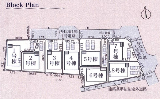 相模原市中央区田名の新築戸建て5号棟の区画図の写真