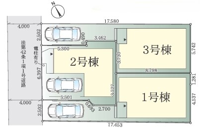 相模原市中央区矢部1丁目の新築戸建て2号棟の区画図の写真