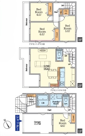 相模原市中央区矢部1丁目の新築戸建て2号棟の間取図の写真