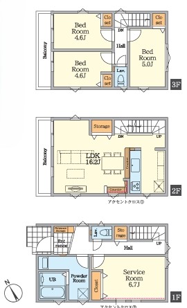 相模原市中央区矢部1丁目の新築戸建て3号棟の間取図の写真