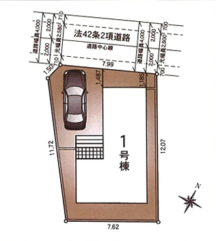 相模原市緑区下九沢の新築戸建ての区画図の写真