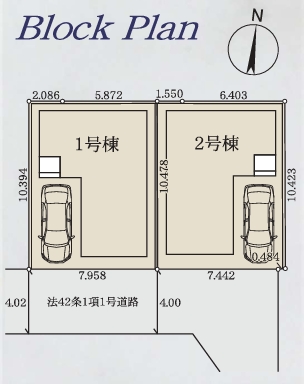 相模原市南区南台6丁目の新築戸建て1号棟の区画図の写真