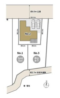 町田市相原町の新築戸建て2号棟の区画図の写真