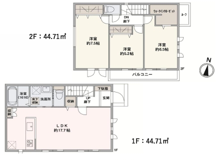 町田市旭町3丁目の新築戸建ての間取図の写真