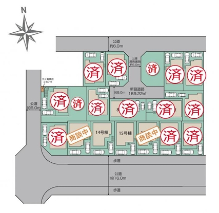 町田市成瀬台1丁目の新築戸建ての15号棟の区画図の写真