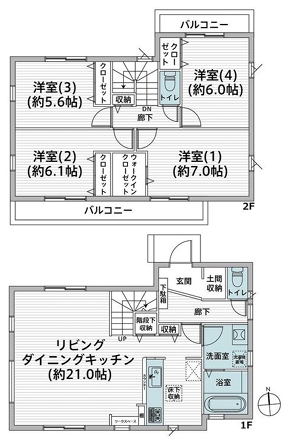 町田市西成瀬1丁目の中古戸建の間取図の写真